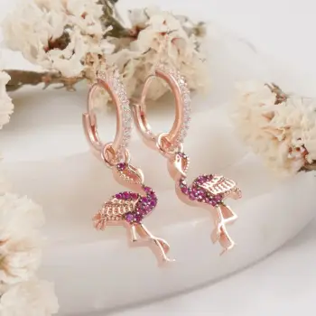 Vathë argjendi flamingo, ngjyrë rozë e artë dhe e kuqe, Jumeon, 10262FLM