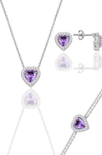 Set varëse, byzylyk dhe vathë argjendi, ngjyrë vjollcë, Jumeon, SGTL12211