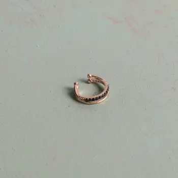 Vath argjendi Jumeon, ngjyrë rozë ari dhe e zezë, 13mm, 11234SIYAH