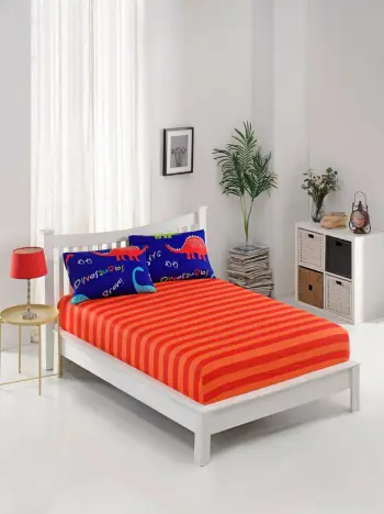 Set çarçafësh dopio Dinazorus, ngjyrë kaltër, L'essentiel