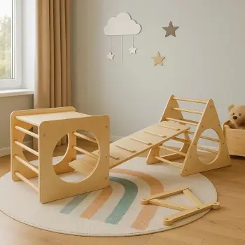 Set ngjitës Pikler, ngjyrë lisi, Skye Decor, BLTYZ-AKTV053, 24 pjesë