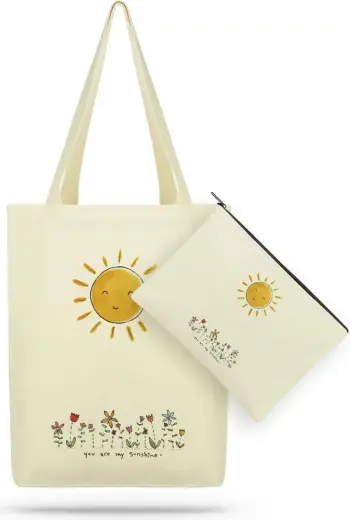 Set çantë tote me portofol, ngjyrë krem, Zoozie Bags, 35x40x8cm & 25x18cm