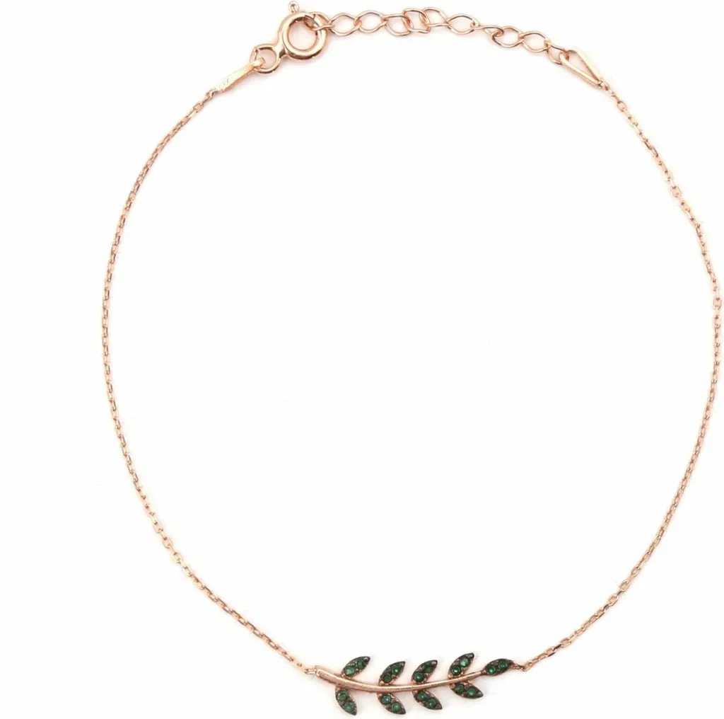 Byzylyk argjendi Jumeon, ngjyrë e gjelbër dhe ari rozë, 10291YSL - 4