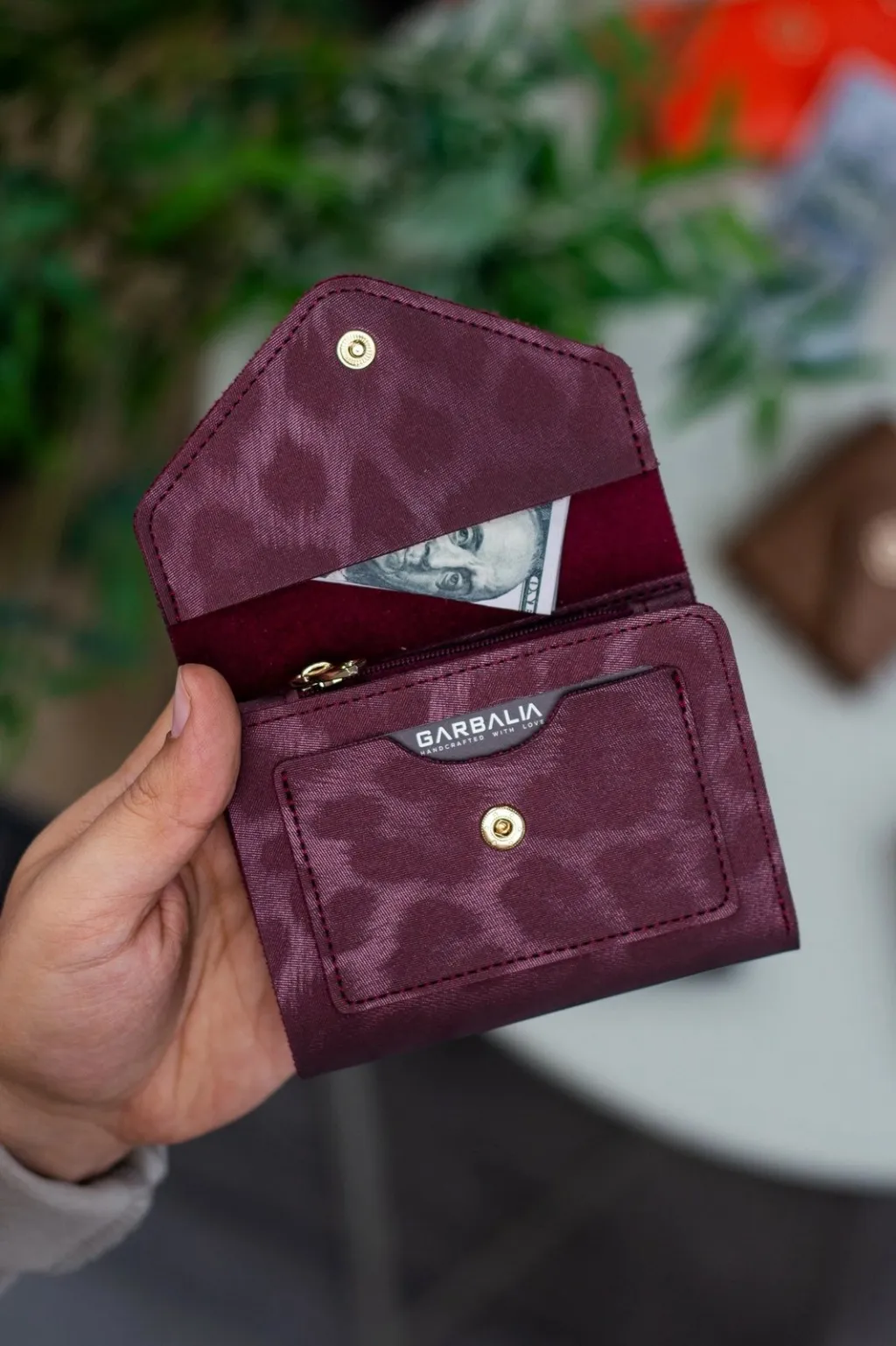 Portofol për gra, Zoozie Bags, ngjyrë e kuqe e thellë, leopard - 4