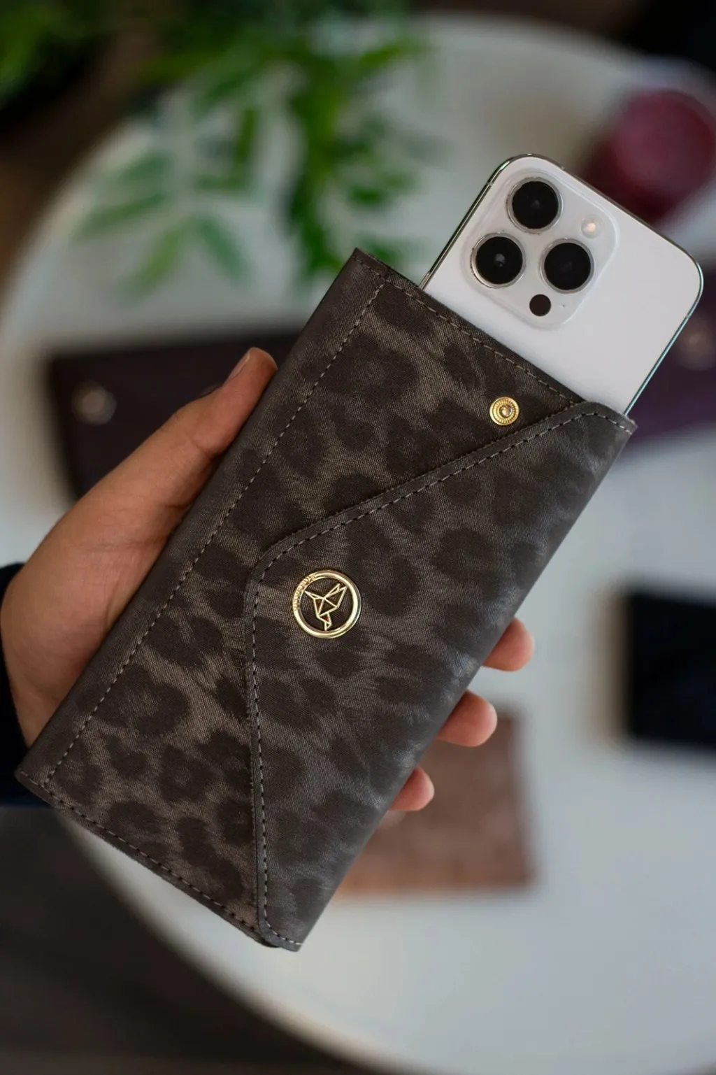 Portofol për gra Zoozie Bags, model zarf, anthracite, leopard - 1