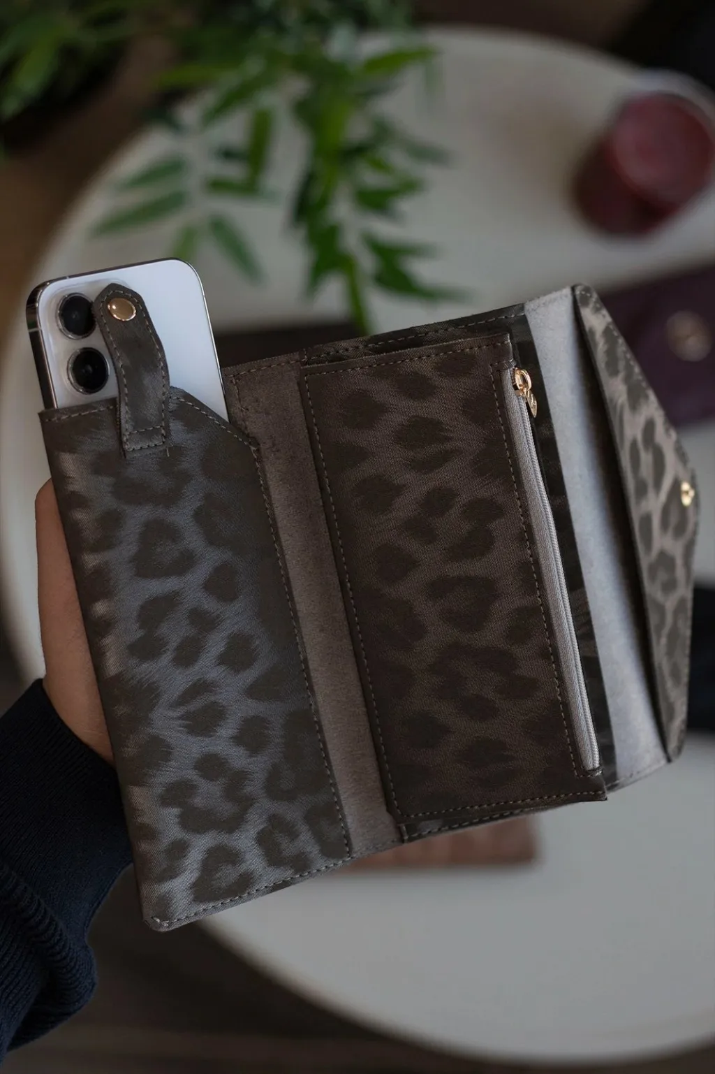 Portofol për gra Zoozie Bags, model zarf, anthracite, leopard - 3