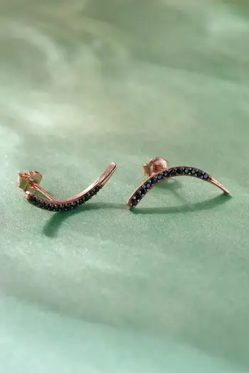 Vathë argjendi Jumeon, ngjyrë e zezë dhe ari rozë, 18x2mm, 10824SYH
