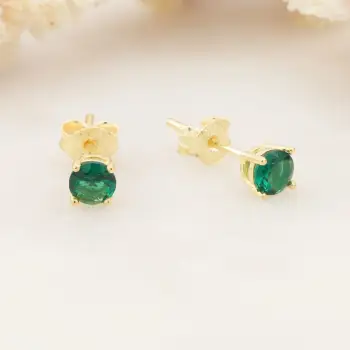 Vathë argjendi Jumeon, ngjyrë e gjelbër dhe ari, 10875YSL, 4mm