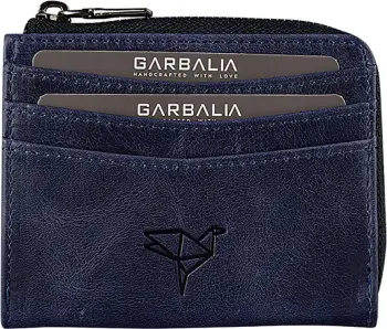 Portofol unisex, lëkurë origjinale, ngjyrë kaltër e errët, Zoozie Bags, Figo