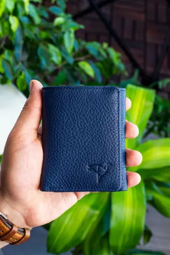Portofol për burra, lëkurë origjinale, ngjyrë e kaltër e errët, Zoozie Bags, Western
