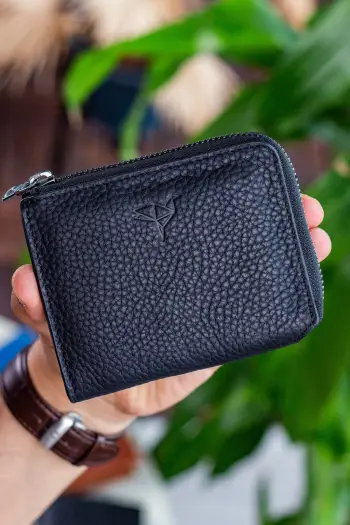 Portofol unisex, lëkurë e zezë, Zoozie Bags, Leeds