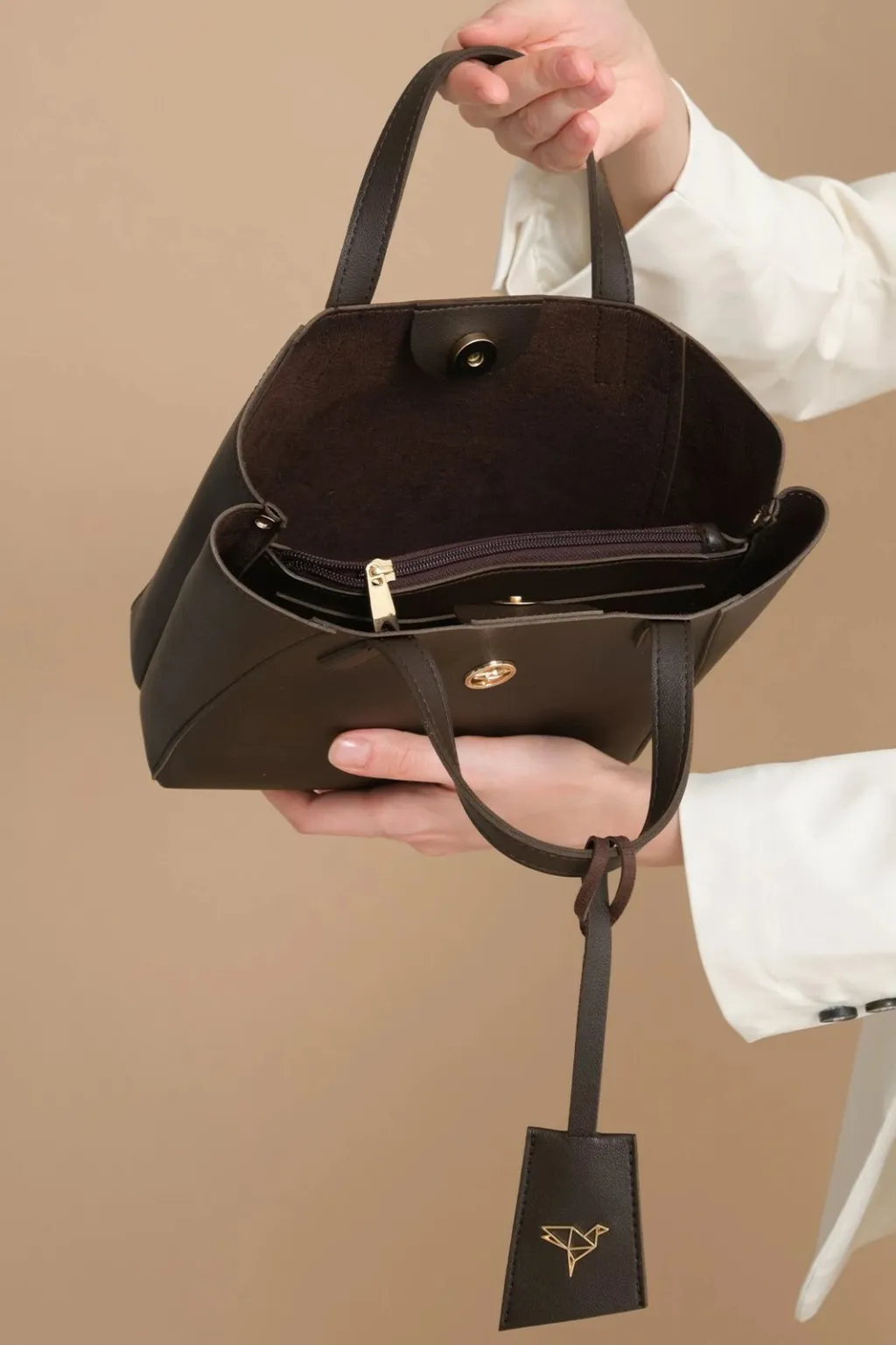 Çantë shpatullës Zoozie Bags, Sofia e vogël, ngjyrë kafe - 6