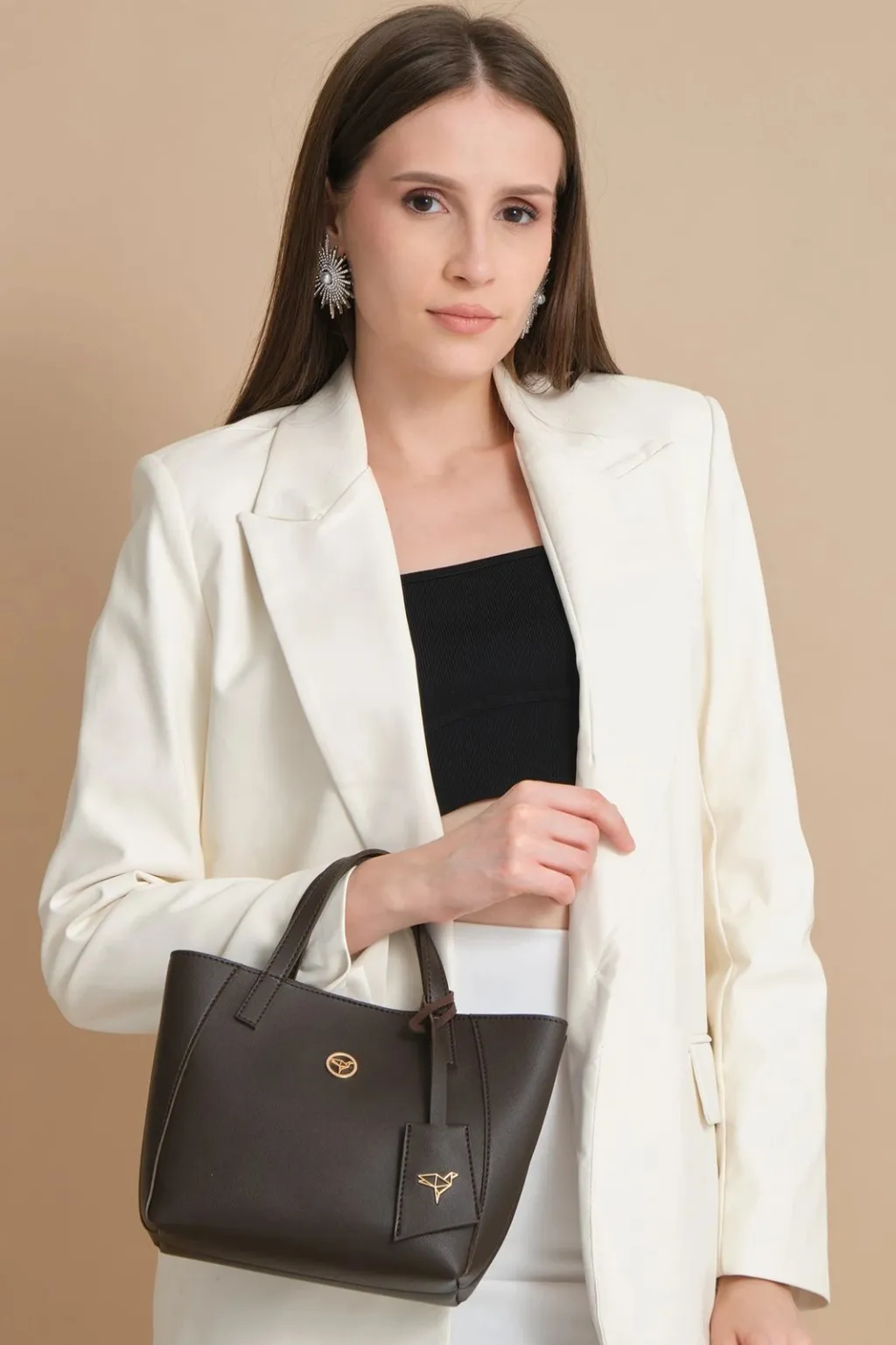 Çantë shpatullës Zoozie Bags, Sofia e vogël, ngjyrë kafe - 7