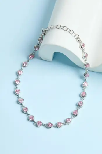 Byzylyk argjendi Elika Silver, ngjyrë rozë, ELKYS60422Pembe