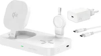 Stacion karikimi wireless 3-në-1 4smarts 541368, Qi2, MagSafe, 25W, 1.5m, i bardhë