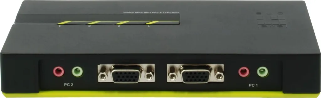 KVM switch LevelOne KVM-0421, 4 porta USB, VGA, audio, e zezë/e gjelbër - 2