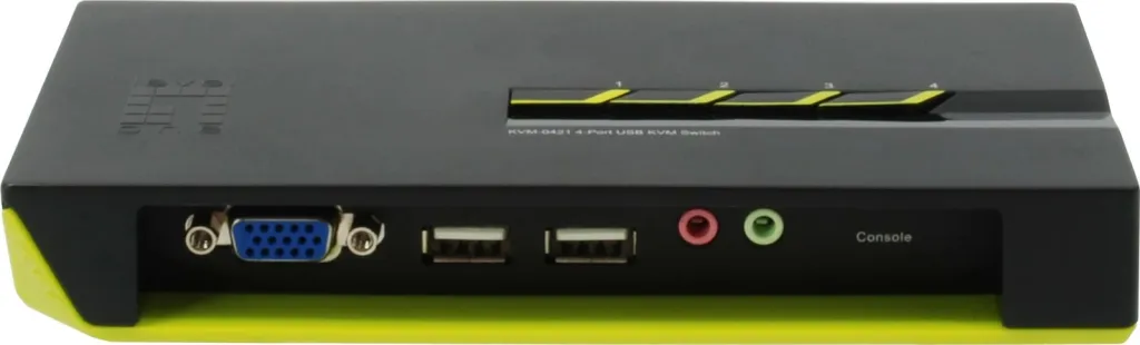 KVM switch LevelOne KVM-0421, 4 porta USB, VGA, audio, e zezë/e gjelbër - 5
