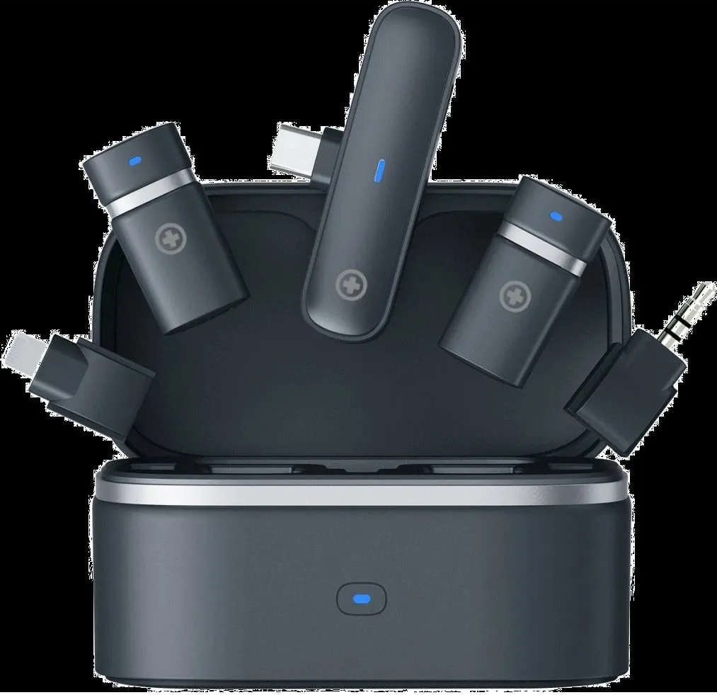 Set mikrofonash wireless Plusonic PS-TDS9, USB Type C/Lightning/3.5mm, WiFi, ngjyrë e zezë - 1