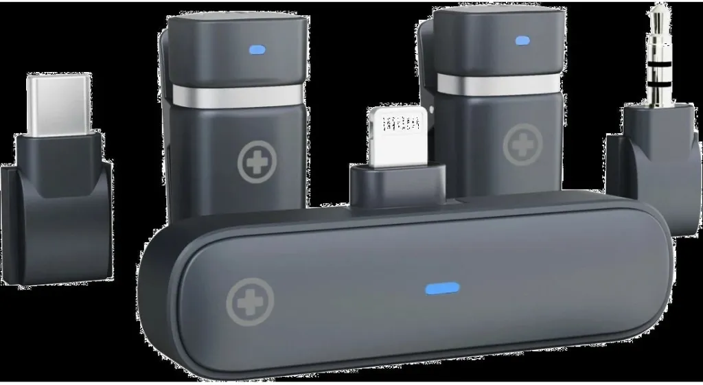 Set mikrofonash wireless Plusonic PS-TDS9, USB Type C/Lightning/3.5mm, WiFi, ngjyrë e zezë - 3