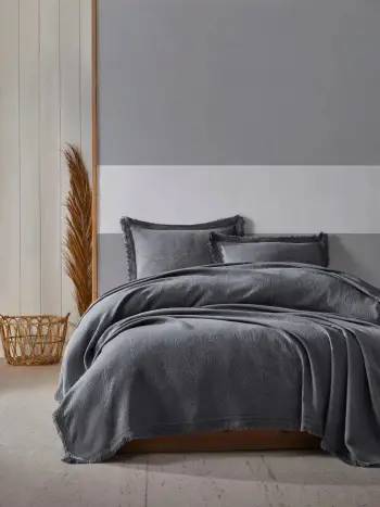 Set Double Pique Grace, ngjyrë antracit, L'Essentiel Linge de Maison