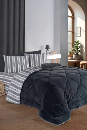 Set këllëfësh jastëku (2 copë), L'Essentiel Linge de Maison, Soft Line, antracit