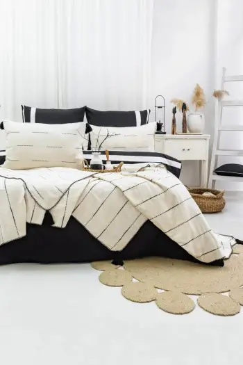Set mbulesash për krevat dopio, ngjyrë e zezë, L'Essentiel Linge de Maison, Eva