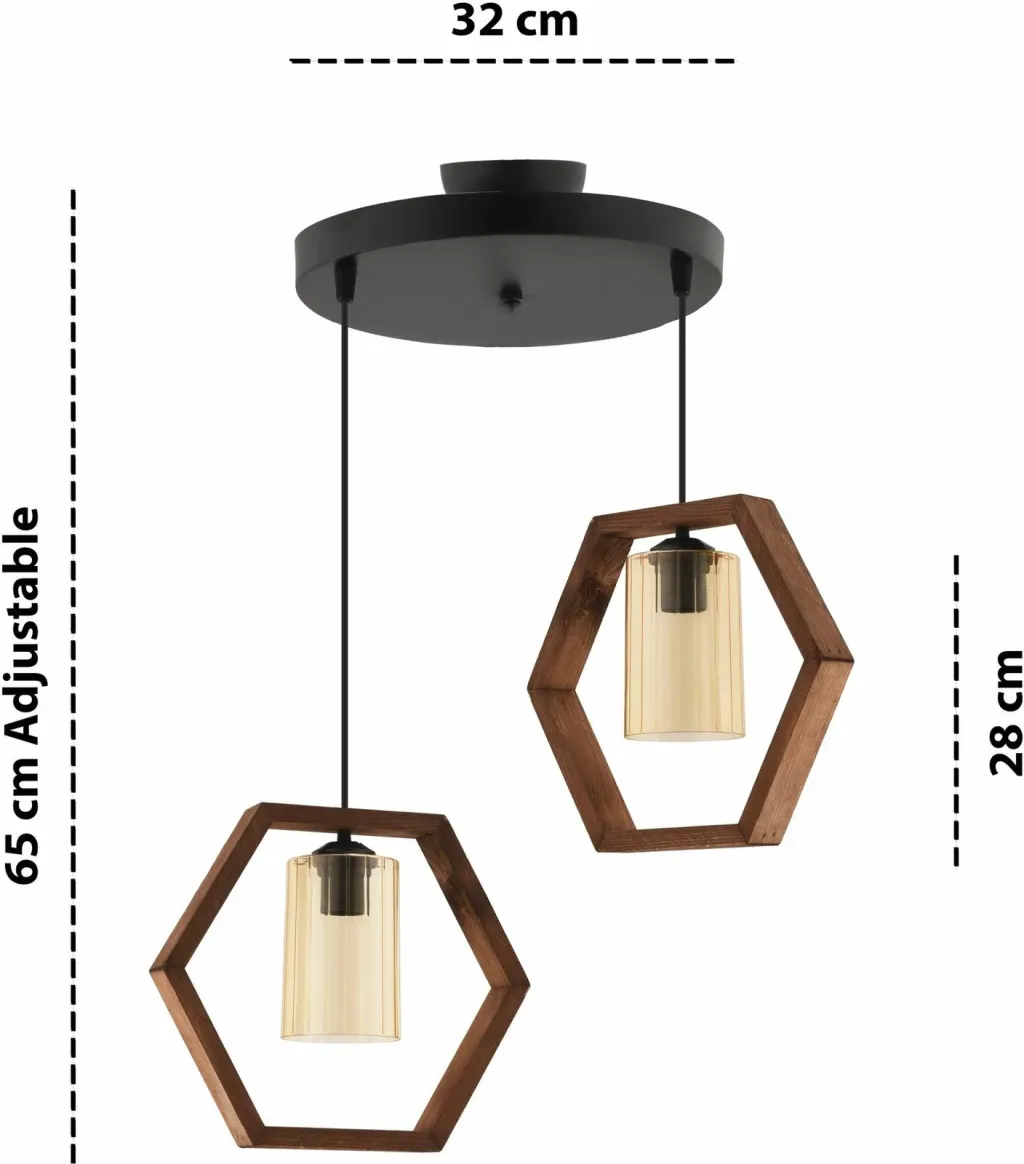 Llambë tavani Opviq, Hexagon Double, xhami i zi - 3