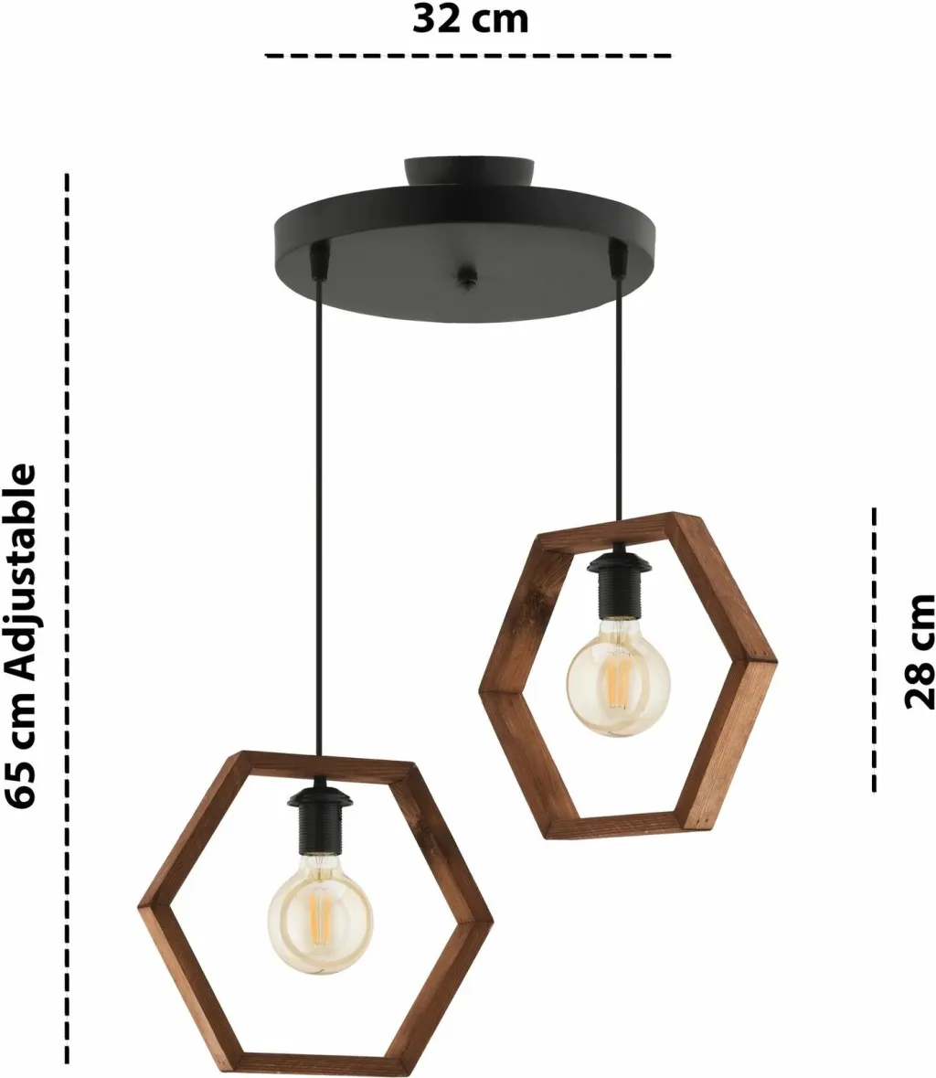 Llambë tavani Opviq, Hexagon Double, ngjyrë kafe e zezë - 3