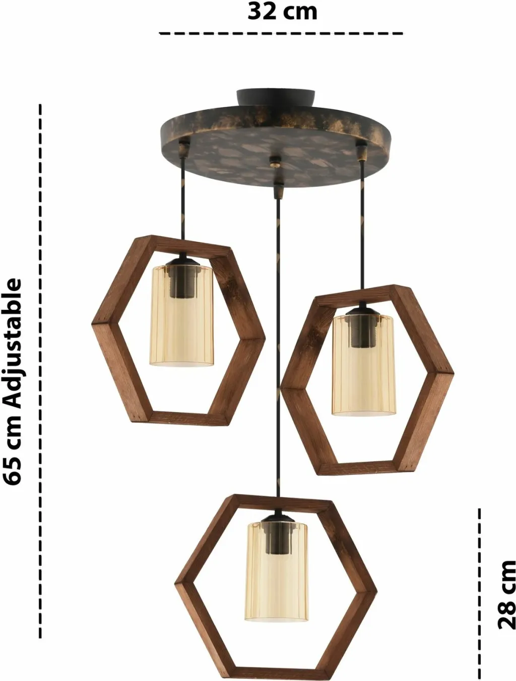 Llambadar Opviq, Hexagon Triple, xhami i errët - 3