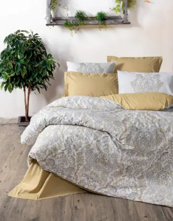 Set mbulesë për jorgan dopio Ranforce, ngjyrë mustard, L'Essentiel Linge de Maison, Najva