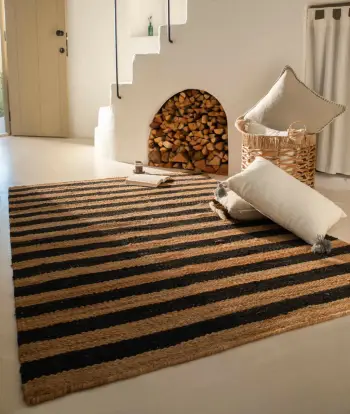 Qilim jute i endur me dorë, ngjyrë bezhë dhe e zezë, 160x240cm, Conceptum Hypnose, 00021A