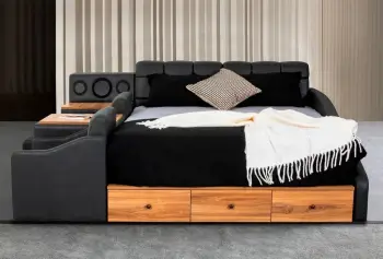 Krevat dopio Nina Smart, ngjyrë gri, Skye Decor