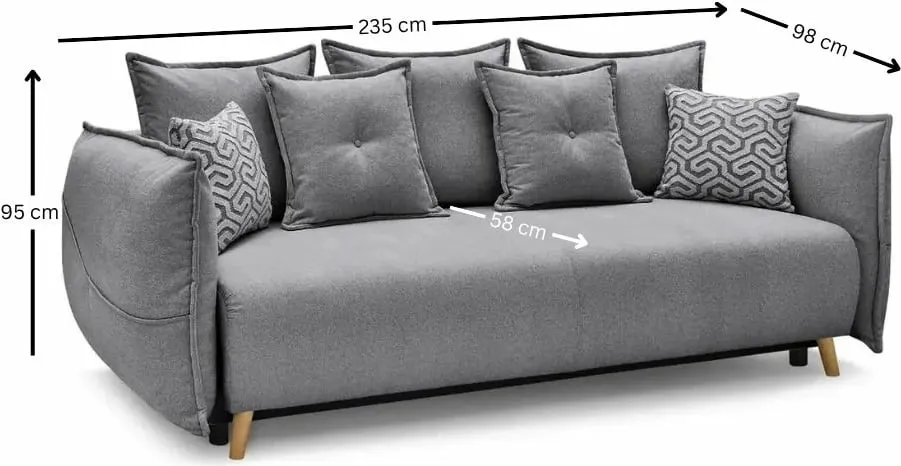 Divan-krevat treshe, Atelier del Sofa, Puffy, gri - 10