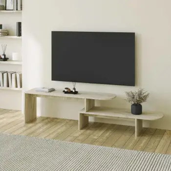 Komodë TV Skye Decor, Puzzle, ngjyrë travertine