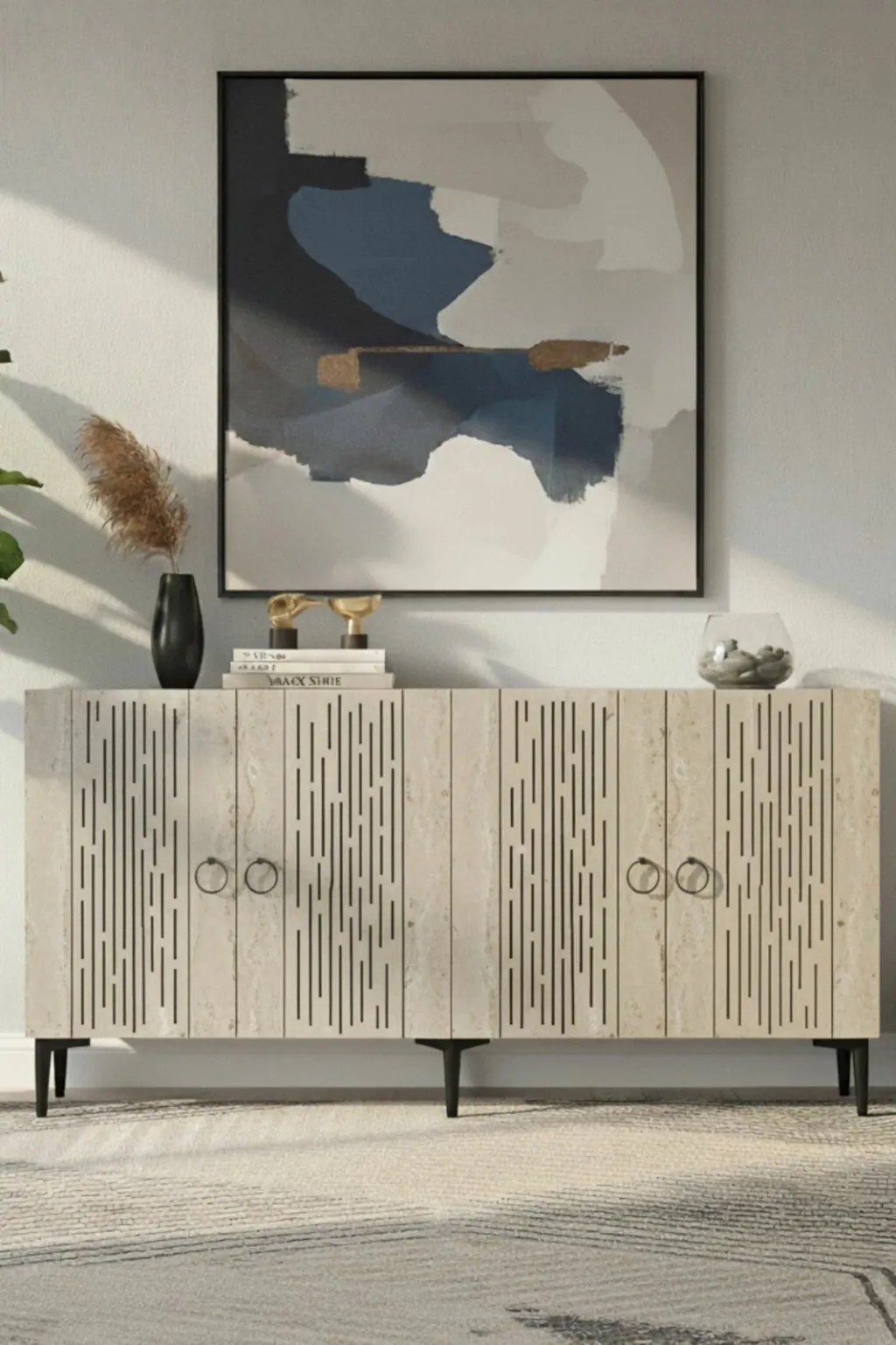 Konsol Skye Decor, Rain 150, e bardhë, travertin - 1