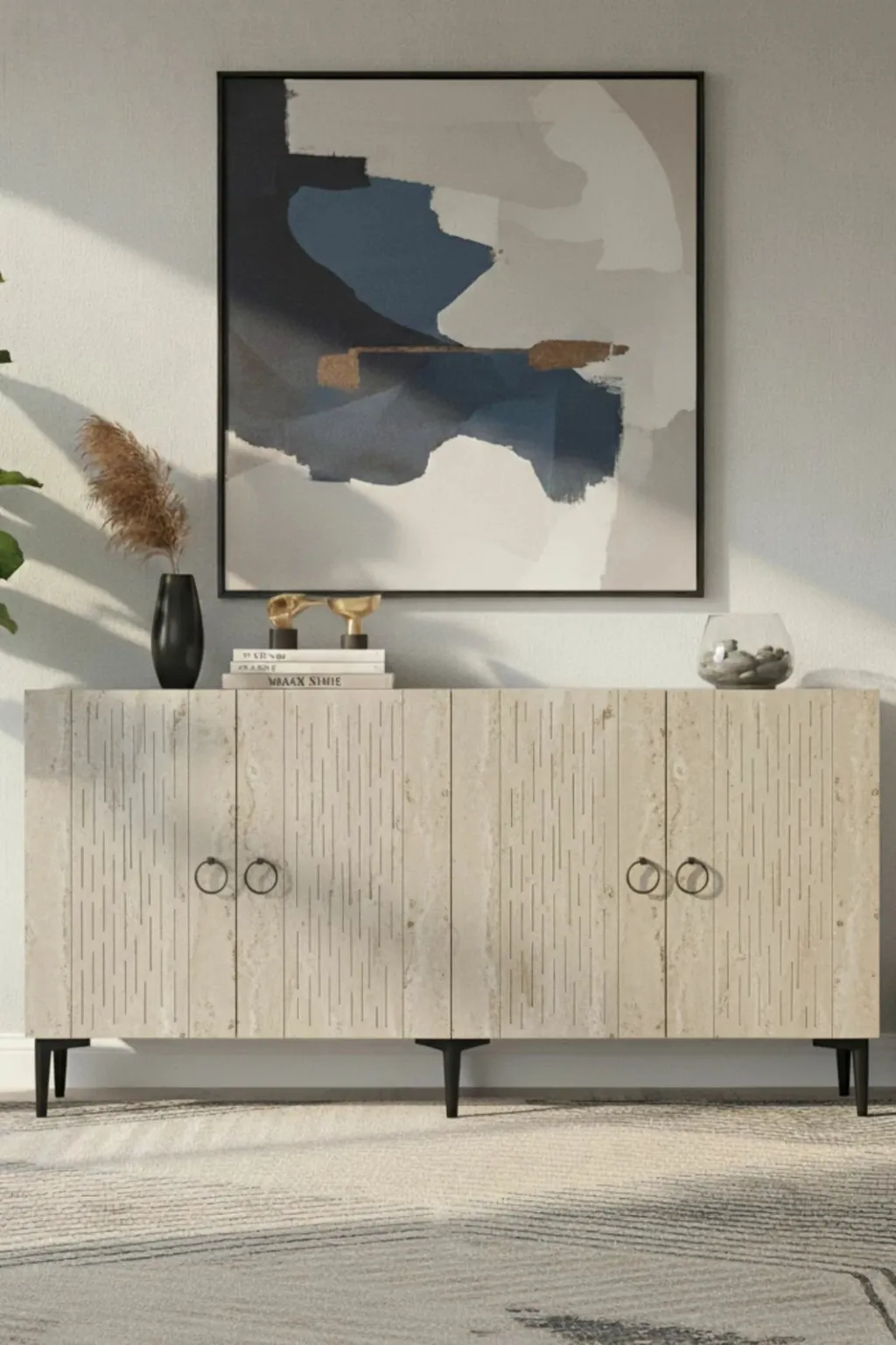 Konsol Skye Decor, Rain 150, e bardhë, travertin - 3