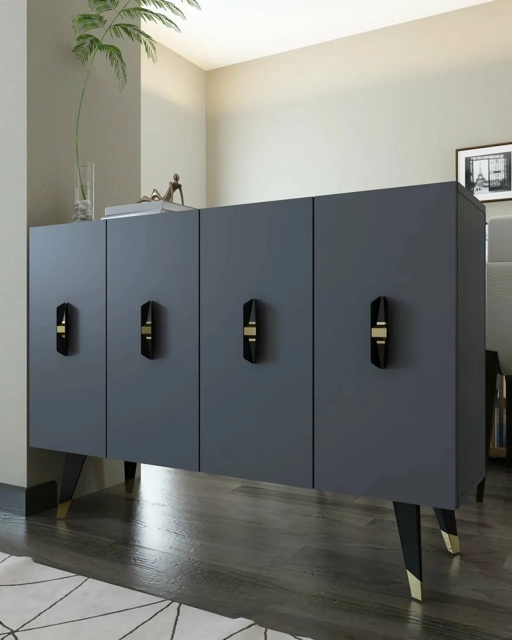 Konsol Skye Decor, anthracite, e zezë, e artë, 8170KM-32 - 1