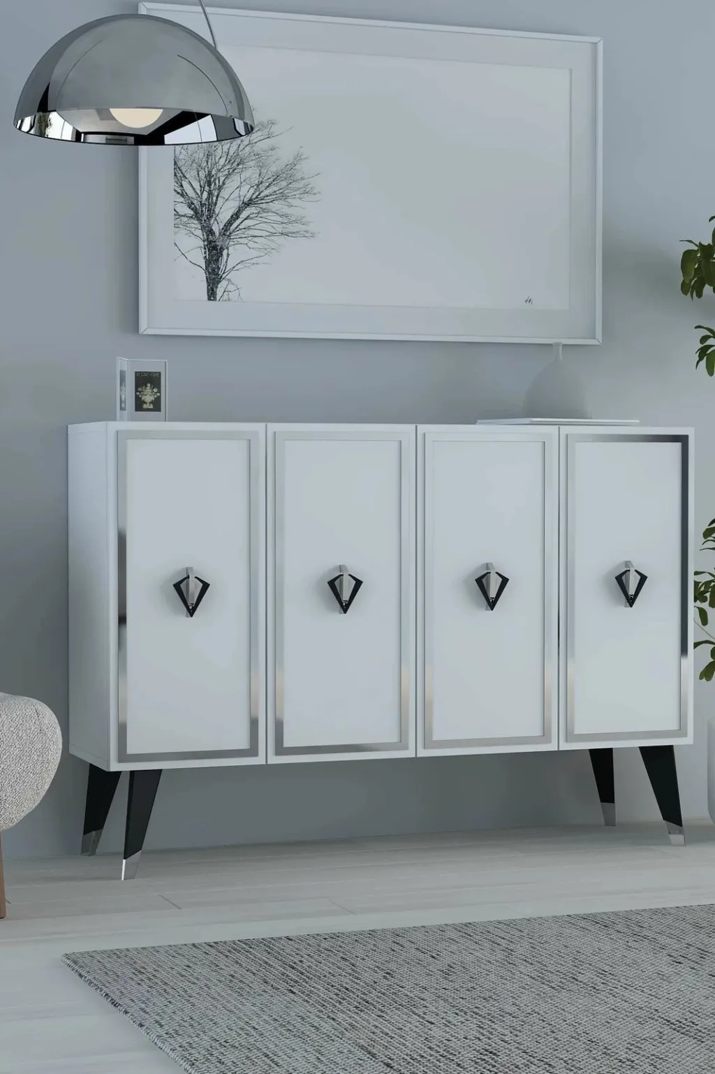 Konsol Skye Decor, 8176KM-32, e bardhë, e zezë, argjend - 1