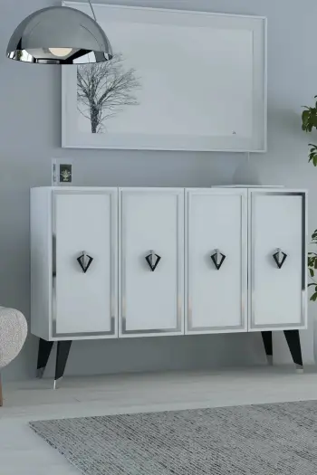 Konsol Skye Decor, 8176KM-32, e bardhë, e zezë, argjend