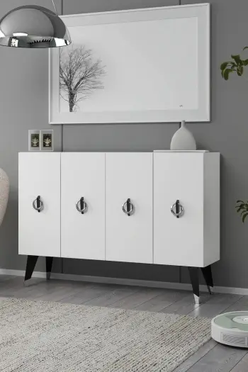 Konsol Skye Decor, 8184KM-32, e bardhë, e zezë, argjend