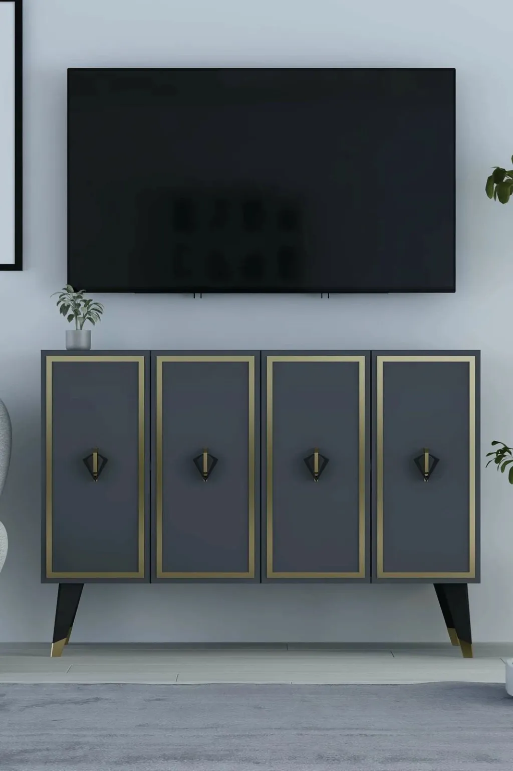 Konsol Skye Decor, anthracite, e zezë, e artë, 8176KM-32 - 2