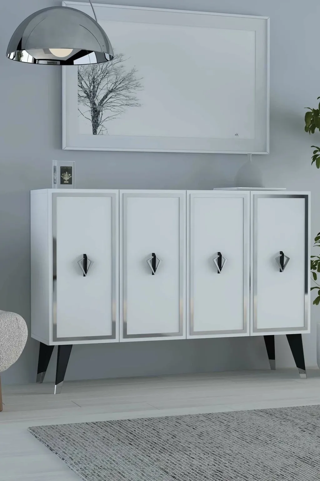 Konsol Skye Decor, 8175KM-32, e bardhë, e zezë, argjend - 1
