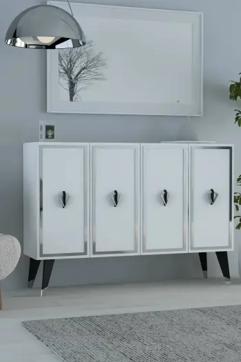 Konsol Skye Decor, 8175KM-32, e bardhë, e zezë, argjend