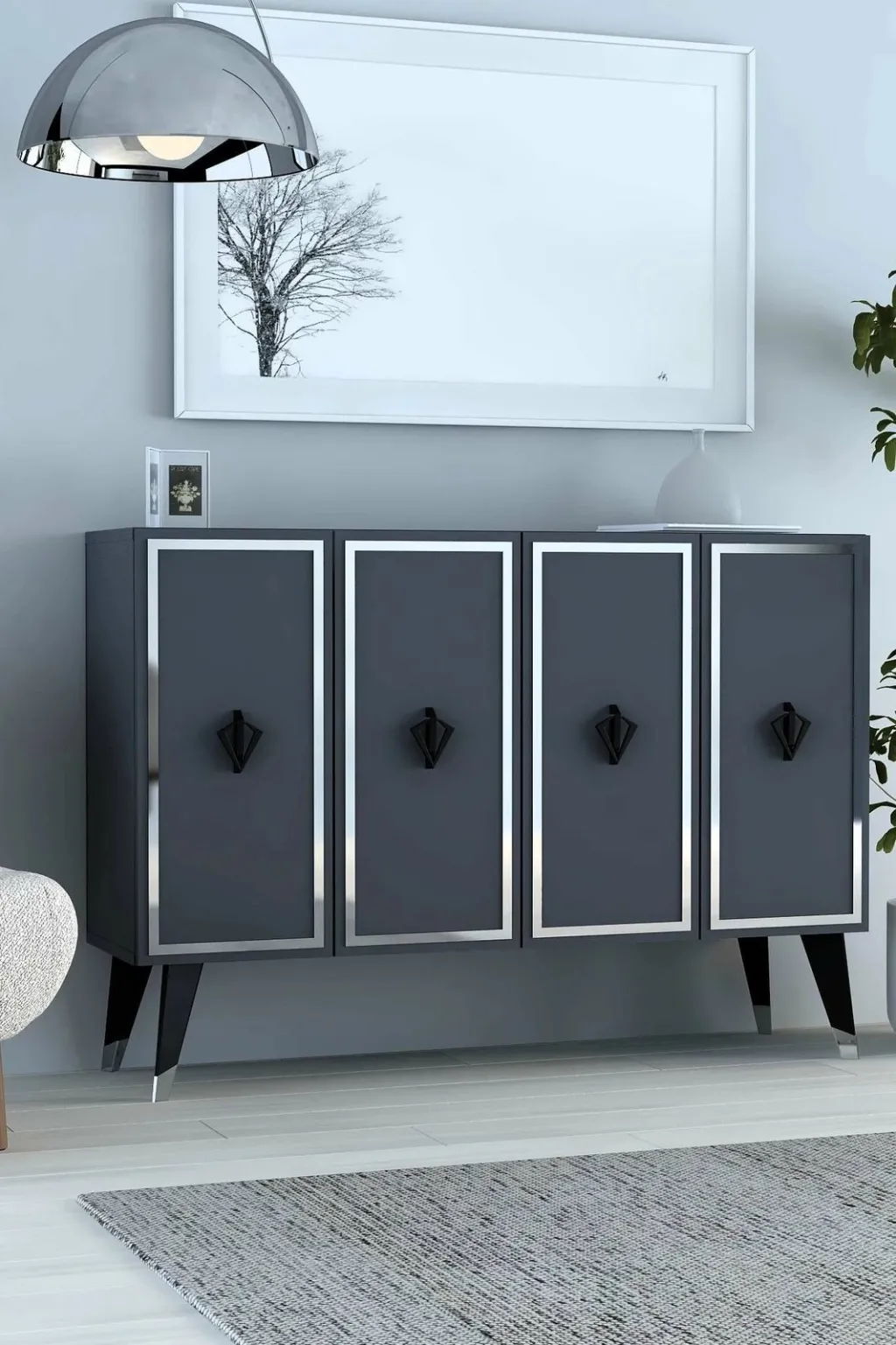 Konsol Skye Decor, anthracite, e zezë, argjend, 8178KM-32 - 1