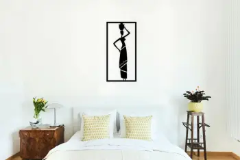Aksesor dekorativ metalik për mur Wallity, Afrikali Kizlar_2, ngjyrë e zezë, 35x70cm
