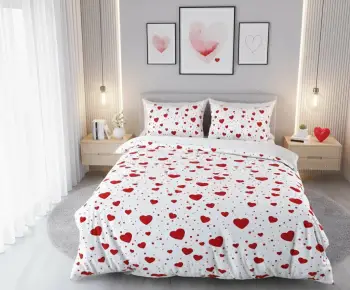 Set mbulesë për jorgan, njësh, L'Essentiel Linge de Maison, Serita, e bardhë dhe e kuqe