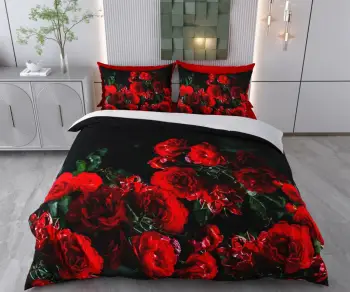Set mbulesë jorgani njësh, L'Essentiel Linge de Maison, Alena, e kuqe dhe e zezë