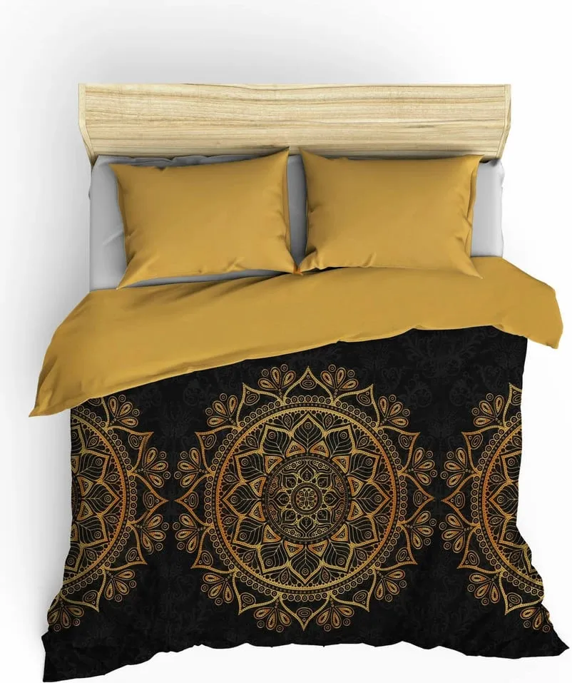 Set mbulesë për jorgan king size, saten, ngjyrë ari e zezë, Alvina - 3