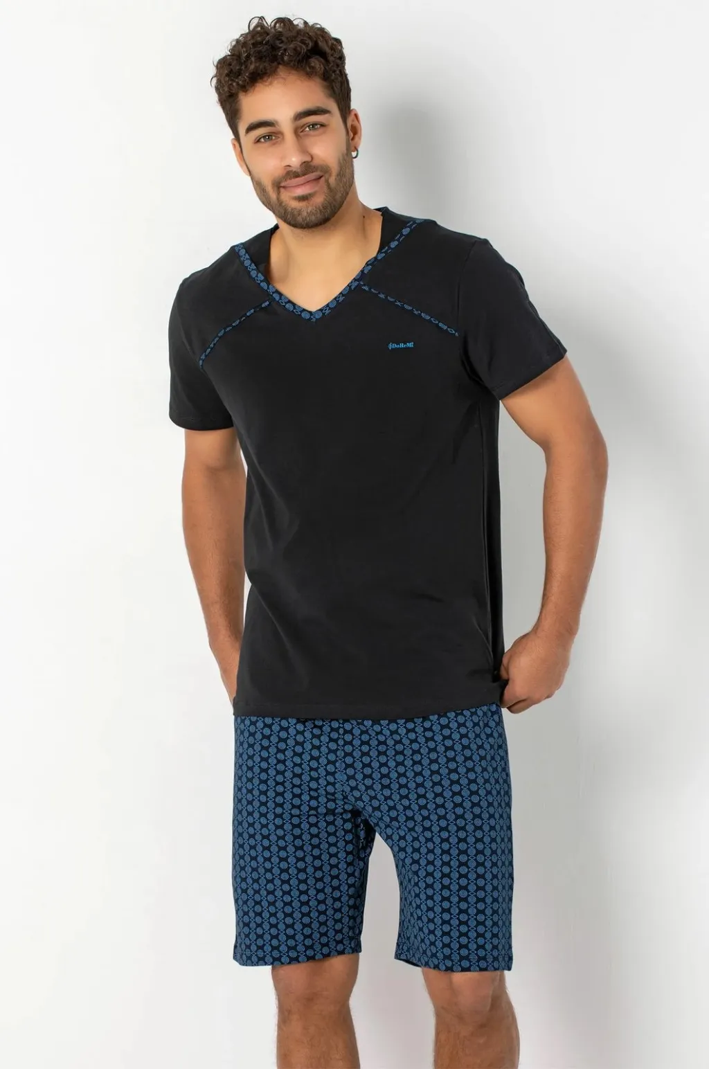 Set pizhamash për burra Jumeon, 002-000465, e zezë, blu e errët - 5