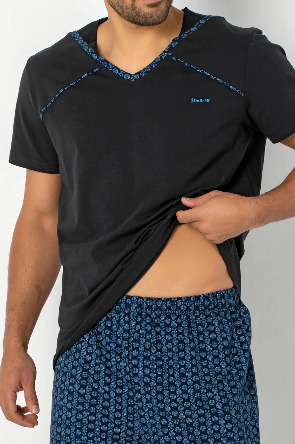 Set pizhamash për burra Jumeon, 002-000465, e zezë, blu e errët - 8